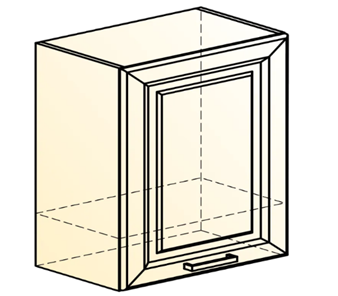 Шкаф на кухню Атланта L600 Н566 (1 дв. гл.) эмаль (белый/белый глянец патина золото) в Каменске-Уральском - предосмотр 1