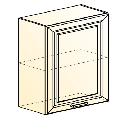 Навесной кухонный шкаф Атланта L600 Н720 (1 дв. гл.) эмаль (белый/белый глянец патина золото) в Екатеринбурге - изображение 1