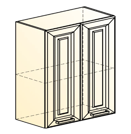 Кухонный шкаф Атланта L600 Н720 (2 дв. гл.) эмаль (белый/белый глянец патина золото) в Екатеринбурге - изображение 1