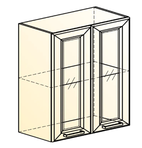 Навесной кухонный шкаф Атланта L600 Н720 (2 дв. рам.) эмаль (белый/белый глянец патина золото) в Екатеринбурге - предосмотр 1