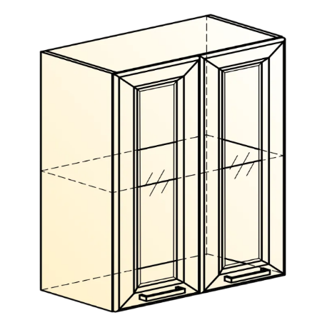Навесной кухонный шкаф Атланта L600 Н720 (2 дв. рам.) эмаль (белый/белый глянец патина золото) в Екатеринбурге - изображение 1