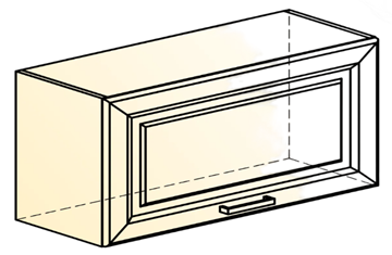Навесной шкаф Атланта L800 Н360 (1 дв. гл.) эмаль (белый/белый глянец патина золото) в Каменске-Уральском - предосмотр 1