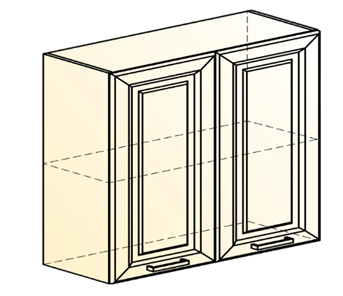 Шкаф кухонный Атланта L800 Н720 (2 дв. гл.) эмаль (белый/белый глянец патина золото) в Кушве - предосмотр 1