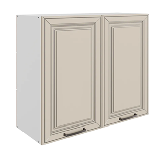 Кухонный шкаф Атланта L800 Н720 (2 дв. гл.) эмаль (белый/сливки патина платина) в Ревде