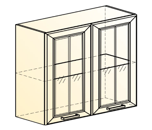 Шкаф навесной Атланта L800 Н720 (2 дв. рам.) эмаль (белый/белый глянец патина золото) в Ревде - изображение 1