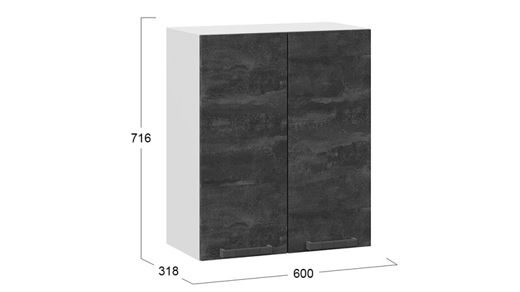 Настенный шкаф Детройт 1В6 (Белый/Угольный Камень) в Первоуральске - изображение 2