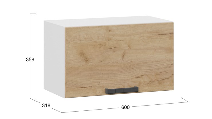Шкаф навесной Детройт 1В6Г (Белый/Дуб Крафт золотой) в Первоуральске - изображение 2