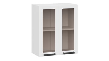 Кухонный навесной шкаф Детройт исп. 2 1В6С (Белый/Белый глянец) в Кушве