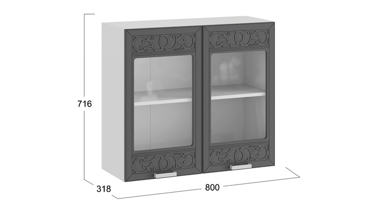 Навесной кухонный шкаф Долорес 1В8С (Белый/Титан) в Богдановиче - изображение 2