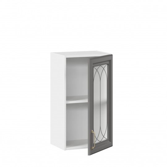 Навесной шкаф Джелатто 400 со стеклом ЛД 241.320.000.102, Белый/Оникс серый в Екатеринбурге - изображение 1