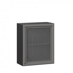 Навесной шкаф Джелатто 600 со стеклом ЛД 241.350.000.147, Черный/Оникс серый в Первоуральске