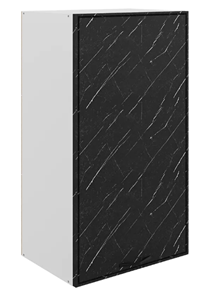 Шкаф настенный Монако L450 Н900 (1 дв. гл.), белый/мрамор блэкберн матовый в Каменске-Уральском