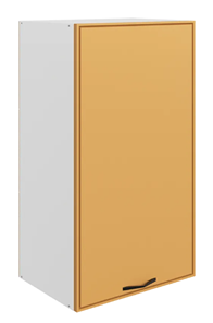 Шкаф навесной Монако L450 Н900 (1 дв. гл.), белый/охра матовый в Кушве