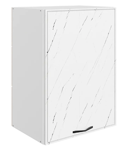 Кухонный навесной шкаф Монако L500 Н720 (1 дв. гл.), белый/мрамор пилатус матовый в Кушве