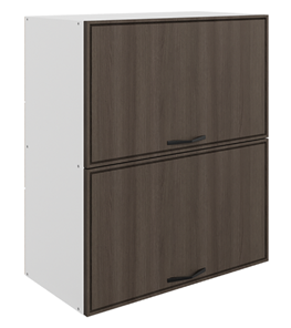 Шкаф на кухню Монако L800 Н720 (2 дв. гл.гориз.), белый/фундук матовый в Первоуральске