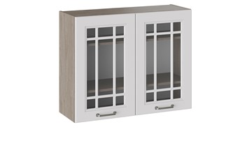 Кухонный шкаф Одри со стеклом В_72-90_2ДРс (Белый софт) в Кушве