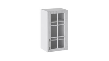 Кухонный навесной шкаф Прованс (Белый глянец/Санторини светлый) со стеклом В_72-40_1ДРс в Красноуфимске