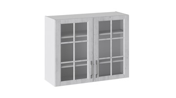 Шкаф навесной Прованс (Белый глянец/Санторини светлый) со стеклом В_72-90_2ДРс в Кушве