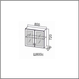 Навесной шкаф Ш800с/720, фасад черный матовый/стекло Шпион в Кушве - изображение