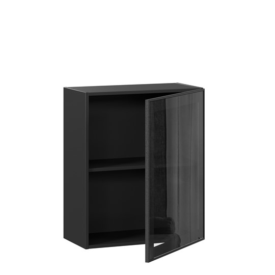 Навесной кухонный шкаф со стеклом 600 Индиго ЛД 298.350.000.063, Чёрный/Чёрный в Екатеринбурге - изображение 1