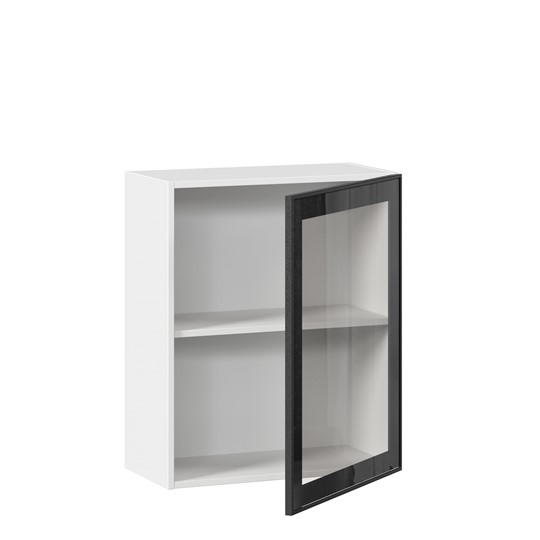 Шкаф настенный со стеклом 600 Индиго ЛД 298.350.000.105, Белый/Чёрный в Екатеринбурге - изображение 1