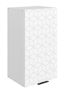 Навесной кухонный шкаф Стоун L400 Н720 (1 дв. гл.) с фрезировкой (белый/джелато софттач) в Екатеринбурге - предосмотр