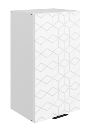 Навесной кухонный шкаф Стоун L400 Н720 (1 дв. гл.) с фрезировкой (белый/джелато софттач) в Екатеринбурге - изображение