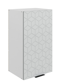 Настенный шкаф Стоун L400 Н720 (1 дв. гл.) с фрезировкой (белый/лайт грей софттач) в Екатеринбурге - предосмотр