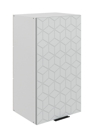 Настенный шкаф Стоун L400 Н720 (1 дв. гл.) с фрезировкой (белый/лайт грей софттач) в Екатеринбурге - изображение
