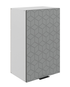 Навесной шкаф Стоун L450 Н720 (1 дв. гл.) с фрезировкой (белый/оникс софттач) в Екатеринбурге - предосмотр