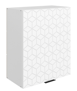 Навесной кухонный шкаф Стоун L600 Н720 (1 дв. гл.) с фрезировкой (белый/джелато софттач) в Екатеринбурге - предосмотр