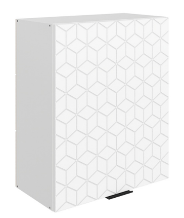 Навесной кухонный шкаф Стоун L600 Н720 (1 дв. гл.) с фрезировкой (белый/джелато софттач) в Екатеринбурге - изображение