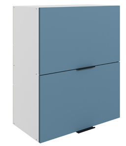 Кухонный шкаф Стоун L600 Н720 (2 дв. гл. гориз.) (белый/изумруд софттач) в Кушве