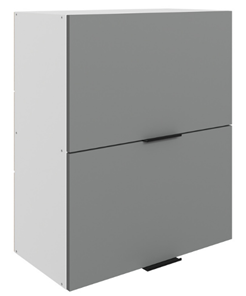 Шкаф настенный Стоун L600 Н720 (2 дв. гл. гориз.) (белый/оникс софттач) в Кушве