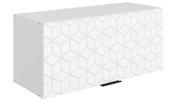 Навесной кухонный шкаф Стоун L800 Н360 (1 дв. гл.) с фрезировкой (белый/джелато софттач) в Екатеринбурге