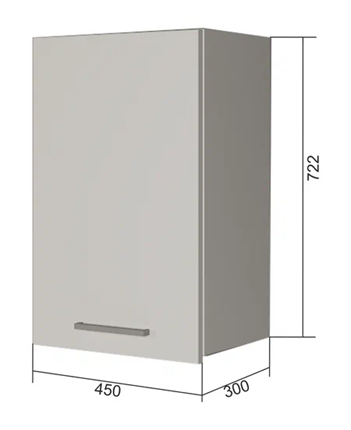 Шкаф кухонный В7 45, Сатин/Белый в Первоуральске - изображение