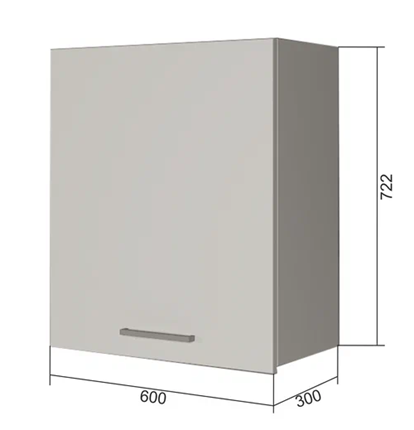 Шкаф навесной В7 60, Сатин/Белый в Первоуральске - изображение