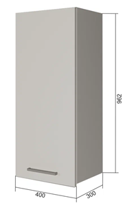 Шкаф настенный В9 40, Серый/Белый в Ревде