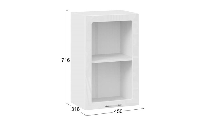 Кухонный навесной шкаф Весна 1В45С (Белый/Белый глянец) в Кушве - изображение 2