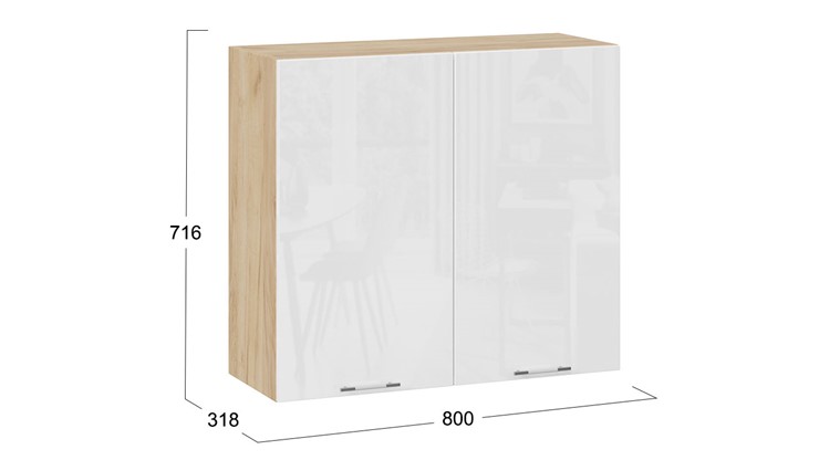 Кухонный навесной шкаф Весна 1В8 (Дуб Крафт золотой/Белый глянец) в Ревде - изображение 2
