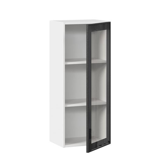 Навесной шкаф высокий со стеклом 400 Индиго ЛД 298.420.000.026, Белый/Чёрный в Кушве - изображение 1