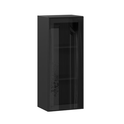 Шкаф на кухню высокий со стеклом 400 Индиго ЛД 298.420.000.068, Чёрный/Чёрный в Первоуральске - изображение