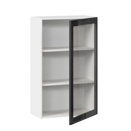 Шкаф кухонный высокий со стеклом 600 Индиго ЛД 298.450.000.169, Белый/Чёрный в Кушве - изображение 1
