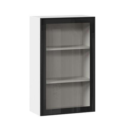 Шкаф кухонный высокий со стеклом 600 Индиго ЛД 298.450.000.169, Белый/Чёрный в Кушве - изображение