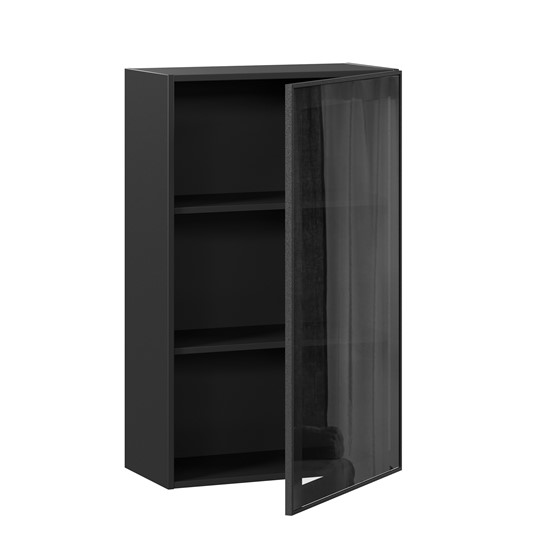 Кухонный шкаф высокий со стеклом 600 Индиго ЛД 298.450.000.170, Чёрный/Чёрный в Екатеринбурге - изображение 1