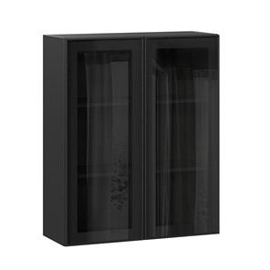 Навесной шкаф высокий со стеклом 800 Индиго ЛД 298.460.000.156, Чёрный/Чёрный в Екатеринбурге