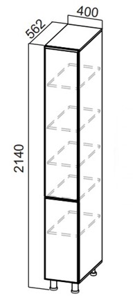 Шкаф-пенал Стайл, П400г(2140), МДФ в Первоуральске - изображение