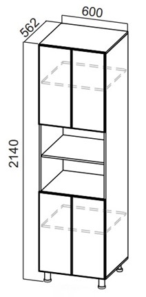 Шкаф-пенал распашной Стайл, П600(2140), МДФ в Первоуральске - изображение