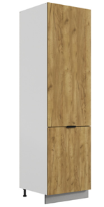 Шкаф-пенал Стоун L600 под холодильник (2 дв.гл.) (белый/акация светлая) в Новоуральске