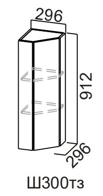 Торцевой закрытый кухонный шкаф Модерн New, Ш300тз/912, МДФ в Кушве - изображение